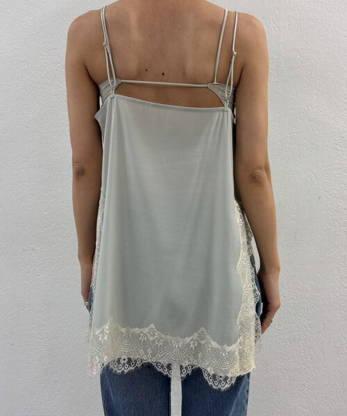 Omekashi(オメカシ)の「スリットレースキャミソール(キャミソール・レディース・ライトグレー/オフホワイト/ブラック/ベージュ・FREE)」の14枚目の写真