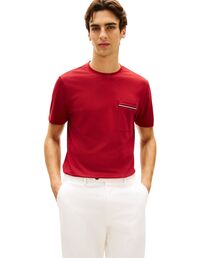 GLOBAL STRIPE PIQUE POCKET TEE