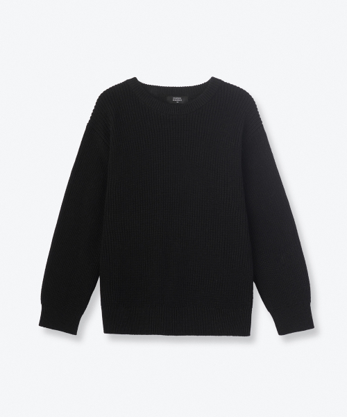 MUSINSA STANDARD KIDS（ムシンサスタンダードキッズ）の「コットンリブクルーネックニット[ブラック]（ニット/セーター・レディース・その他・110/120/130/140/150）」の2枚目の写真