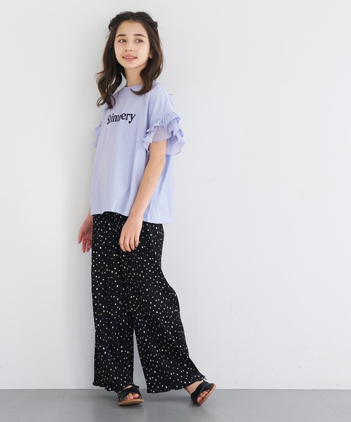 coca（coca）（コカ）の「キッズ　袖フリルレイヤードTシャツ（Tシャツ/カットソー・キッズ・ホワイト/ラベンダー・150/140/130/120）」の3枚目の写真