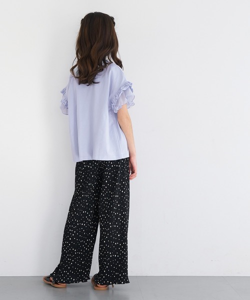 coca（coca）（コカ）の「キッズ　袖フリルレイヤードTシャツ（Tシャツ/カットソー・キッズ・ホワイト/ラベンダー・150/140/130/120）」の5枚目の写真