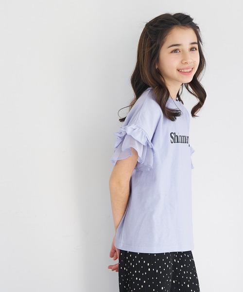 coca（coca）（コカ）の「キッズ　袖フリルレイヤードTシャツ（Tシャツ/カットソー・キッズ・ホワイト/ラベンダー・150/140/130/120）」の6枚目の写真