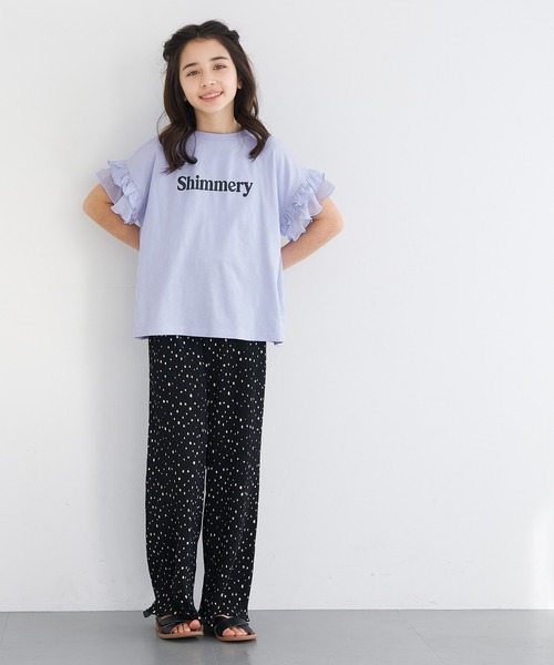 coca（coca）（コカ）の「キッズ　袖フリルレイヤードTシャツ（Tシャツ/カットソー・キッズ・ホワイト/ラベンダー・150/140/130/120）」の7枚目の写真