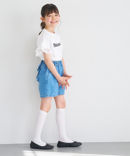 coca（coca）（コカ）の「キッズ　袖フリルレイヤードTシャツ（Tシャツ/カットソー・キッズ・ホワイト/ラベンダー・150/140/130/120）」の9枚目の写真