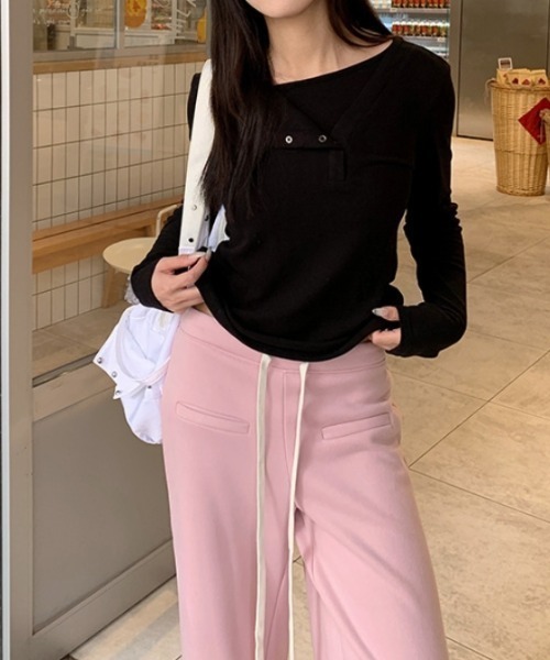 Vipoa（ヴィポア）の「button layered tee（Tシャツ/カットソー・レディース・グレー/ブラック/ホワイト・FREE）」の21枚目の写真