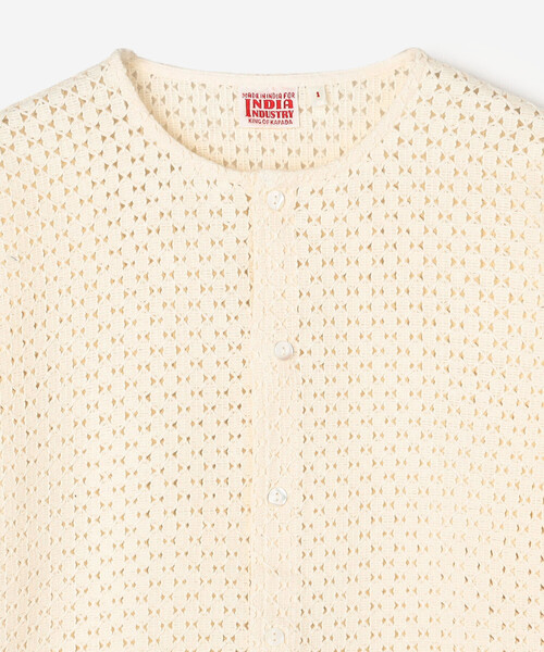 Bshop（ビショップ）の「INDIA INDUSTRY | ラティスレース シャツカーディガン WOMEN（シャツ/ブラウス・レディース・アイボリー/ブラック・1）」の5枚目の写真
