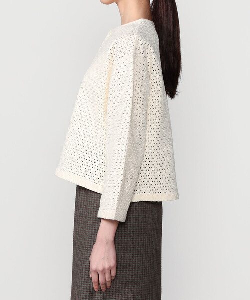 Bshop（ビショップ）の「INDIA INDUSTRY | ラティスレース シャツカーディガン WOMEN（シャツ/ブラウス・レディース・アイボリー/ブラック・1）」の9枚目の写真