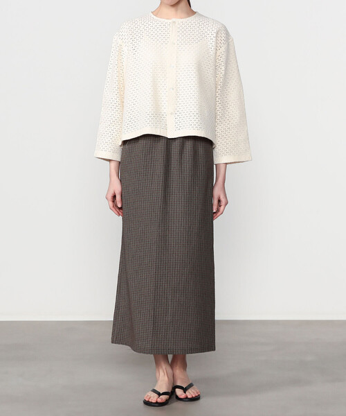 Bshop（ビショップ）の「INDIA INDUSTRY | ラティスレース シャツカーディガン WOMEN（シャツ/ブラウス・レディース・アイボリー/ブラック・1）」の11枚目の写真