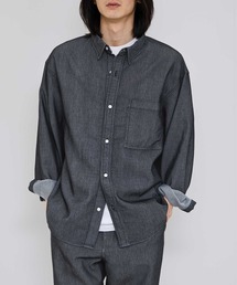 【NAVY / ネイビー】UV 接触冷感 ブリーズデニム 長袖レギュラーカラーシャツ