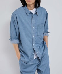 【NAVY / ネイビー】UV 接触冷感 ブリーズデニム 長袖レギュラーカラーシャツ