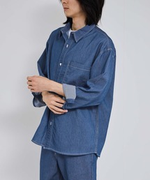 【NAVY / ネイビー】UV 接触冷感 ブリーズデニム 長袖レギュラーカラーシャツ