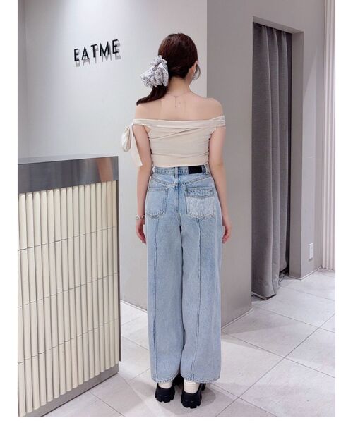 EATME(イートミー)の「シングルリボンオフショルTOP(Tシャツ/カットソー・レディース・レッド/ブラック/アイボリー/グレー・FREE)」の5枚目の写真