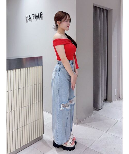 EATME(イートミー)の「シングルリボンオフショルTOP(Tシャツ/カットソー・レディース・レッド/ブラック/アイボリー/グレー・FREE)」の7枚目の写真