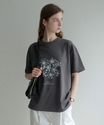 エシーフラワーTシャツ(チャコール)