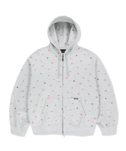 Floral zip-up hoodie (L.GREY)