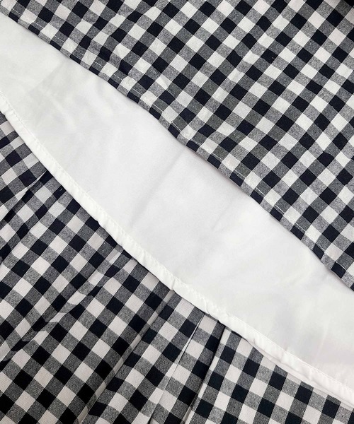 DAY CLOSET(デイ クローゼット)の「【シルエに変化を付けるラウンド切り替え】リネンライク ギンガムチェック柄 Aライン フレア スカート レディース(スカート・レディース・ブラック・FREE)」の5枚目の写真