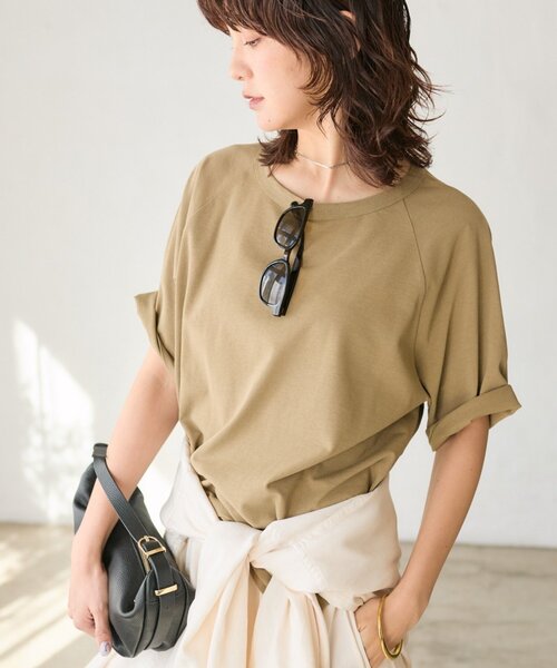 RIVE DROITE（リヴドロワ）の「【インフルエンサーYossshiiii企画】ヴィンテージ天竺ゴブソデTee（Tシャツ/カットソー・レディース・ホワイト/カーキ/モカ/ブラック・FREE）」の4枚目の写真