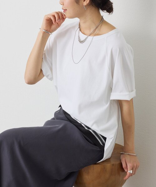 RIVE DROITE(リヴドロワ)の「【インフルエンサーYossshiiii企画】ヴィンテージ天竺ゴブソデTee(夏服)(Tシャツ/カットソー・レディース・ホワイト/カーキ/モカ/ブラック・FREE)」の19枚目の写真