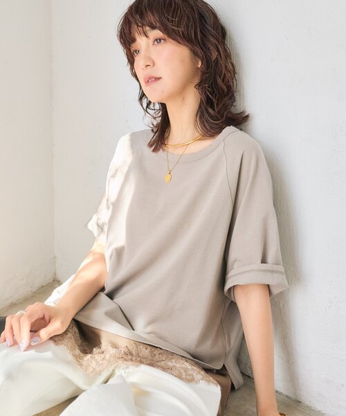 RIVE DROITE（リヴドロワ）の「【インフルエンサーYossshiiii企画】ヴィンテージ天竺ゴブソデTee（Tシャツ/カットソー・レディース・ホワイト/カーキ/モカ/ブラック・FREE）」の20枚目の写真