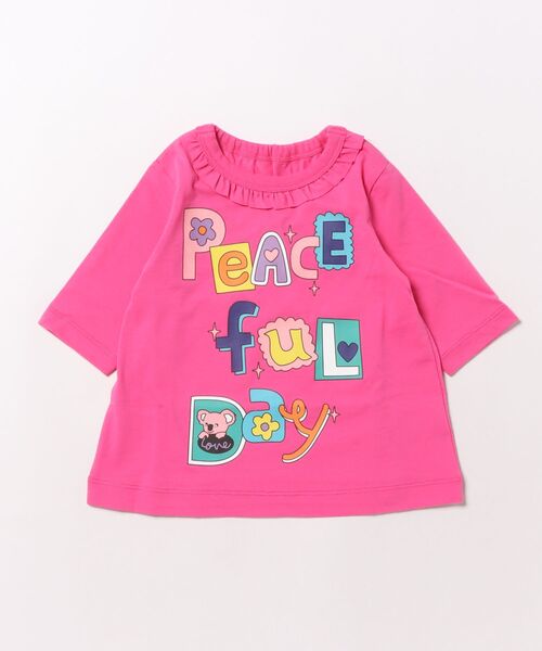 HAKKA BABY（ハッカベビー）の「[ベビー]プリント7分袖Tシャツ（Tシャツ/カットソー・キッズ・ホワイト/ピンク・80ｃｍ/90cm）」の2枚目の写真
