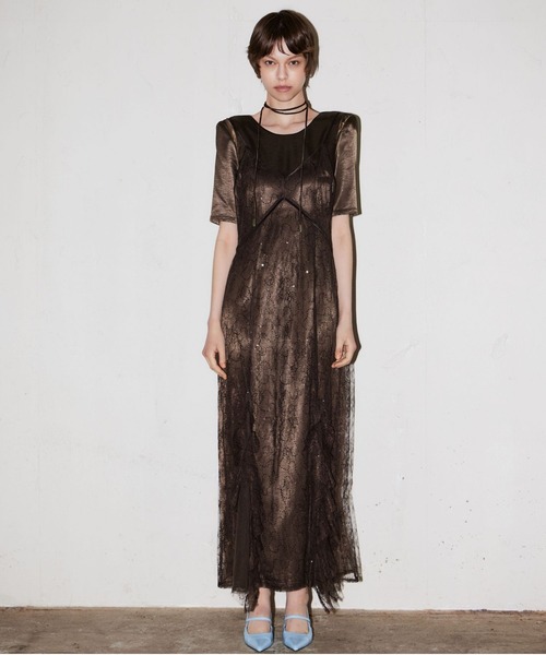 スパークルレースサテンドレス / sparkle lace satin dress（ドレス