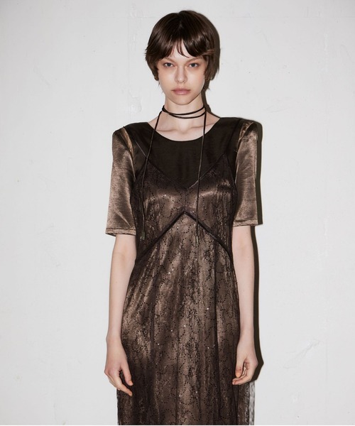 スパークルレースサテンドレス / sparkle lace satin dress（ドレス