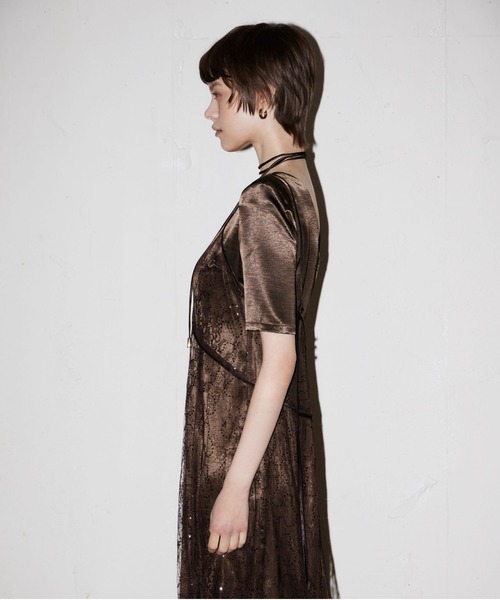 スパークルレースサテンドレス / sparkle lace satin dress（ドレス