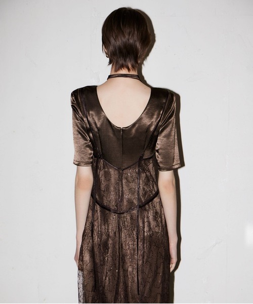 スパークルレースサテンドレス / sparkle lace satin dress（ドレス