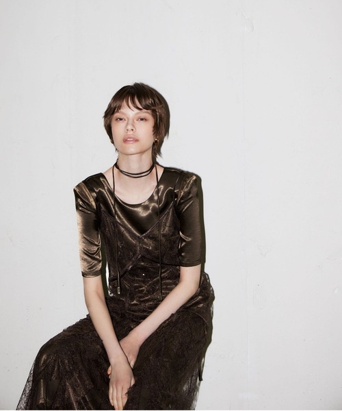 スパークルレースサテンドレス / sparkle lace satin dress（ドレス