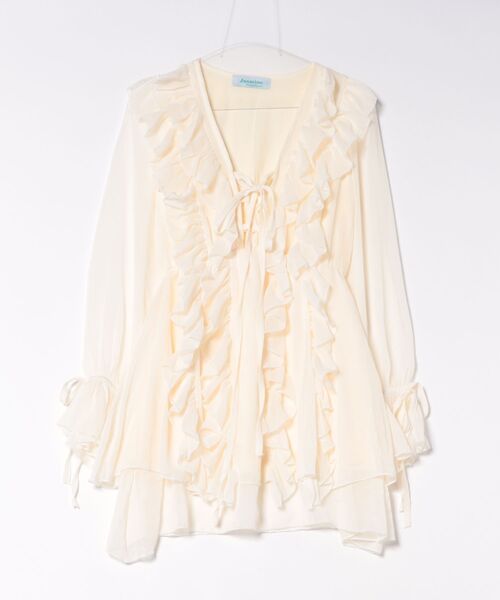 Jasmine Grandiflorum(ジャスミングランディフローラム)の「【Jasmine】ダブルラッフルシフォンワンピース (SS)(ワンピース・レディース・アイボリー・FREE)」の12枚目の写真