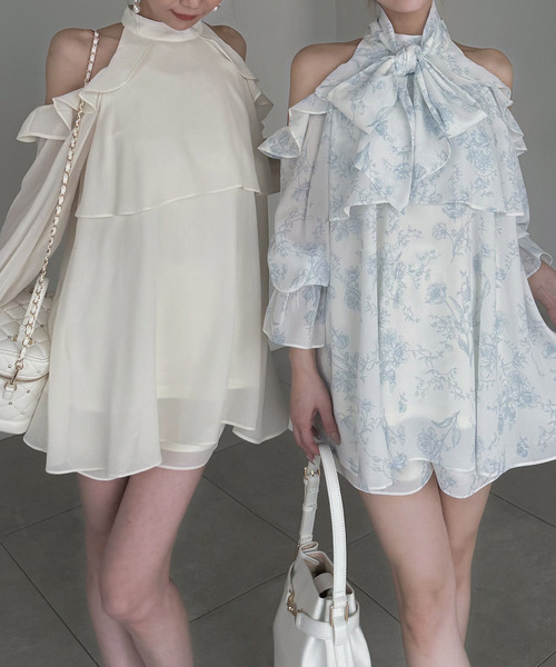 ROYAL PARTY（ロイヤルパーティー）の「【ONLINE限定カラーあり】リボン付コールドショルダーブラウスセットアップ（シャツ/ブラウス・レディース・その他/ブラック/オフホワイト/ピンク・FREE）」の15枚目の写真