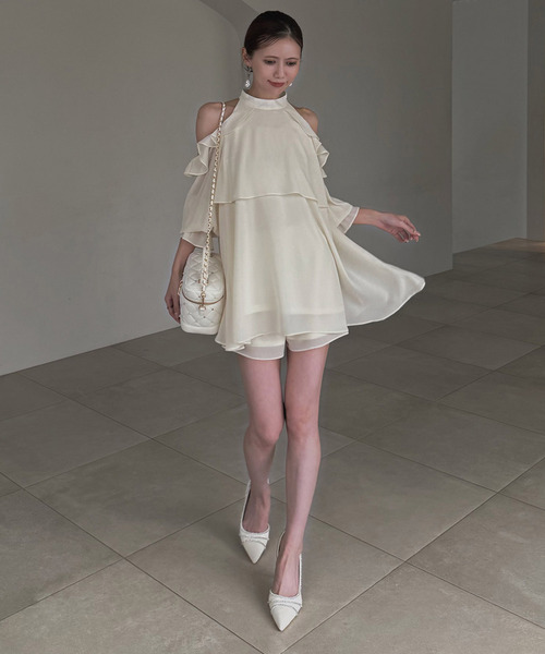 ROYAL PARTY（ロイヤルパーティー）の「【ONLINE限定カラーあり】リボン付コールドショルダーブラウスセットアップ（シャツ/ブラウス・レディース・その他/ブラック/オフホワイト/ピンク・FREE）」の9枚目の写真