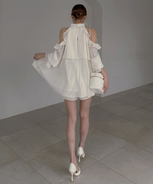 ROYAL PARTY（ロイヤルパーティー）の「【ONLINE限定カラーあり】リボン付コールドショルダーブラウスセットアップ（シャツ/ブラウス・レディース・その他/ブラック/オフホワイト/ピンク・FREE）」の10枚目の写真