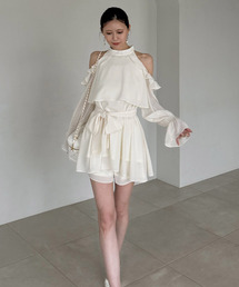 ROYAL PARTY | 【ONLINE限定カラーあり】リボン付コールドショルダーブラウスセットアップ(シャツ/ブラウス)