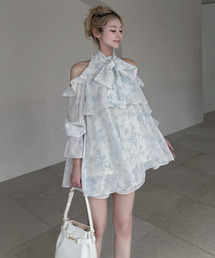 ROYAL PARTY（ロイヤルパーティー）の「【ONLINE限定カラーあり】リボン付コールドショルダーブラウスセットアップ（シャツ/ブラウス）」