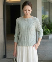 STYLE DELI | レイヤード風Vネックシアーニットトップス(ニット/セーター)