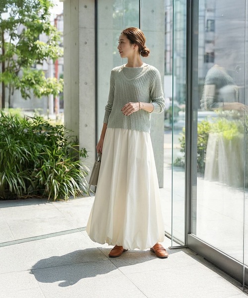 STYLE DELI（スタイルデリ）の「レイヤード風Vネックシアーニットトップス（ニット/セーター・レディース・ミント/ブラック/アイボリー・FREE）」の8枚目の写真