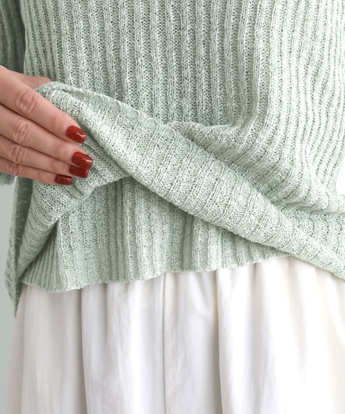 STYLE DELI（スタイルデリ）の「レイヤード風Vネックシアーニットトップス（ニット/セーター・レディース・ミント/ブラック/アイボリー・FREE）」の18枚目の写真