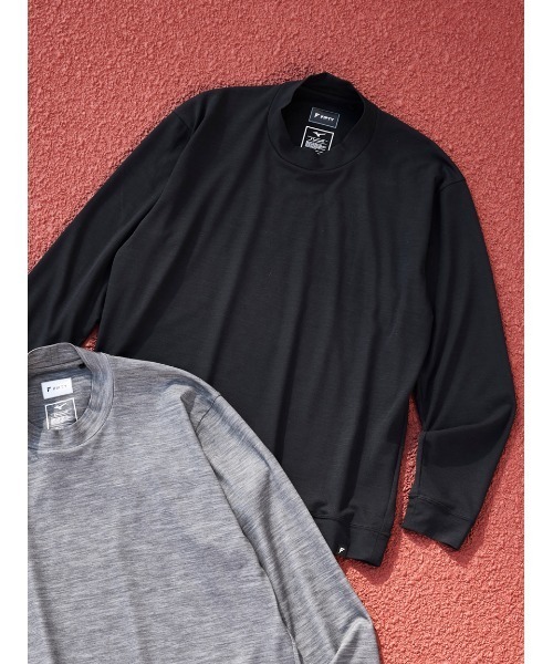 MIZUNO(ミズノ )の「【Mizuno | AOURE】DYNAMOTION FIT MOCK NECK TEE LS(Tシャツ/カットソー・メンズ・ブラック/グレー・SMALL/MEDIUM/LARGE/X-LARGE)」の1枚目の写真