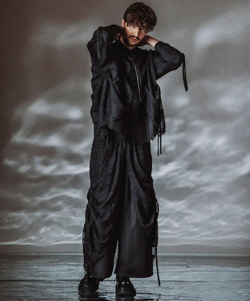 NO ID.（ノーアイディ）の「ms6485- ﾄﾞﾛｰｽﾄﾘﾝｸﾞｽﾚｲﾔｰﾄﾞSH シャツ(458006-458S)（シャツ/ブラウス・メンズ・ブラック/ブラック系その他/グレー・ONE SIZE）」の7枚目の写真