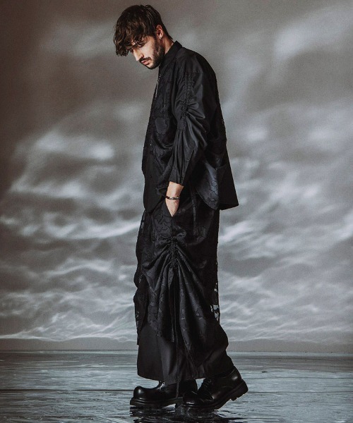 NO ID.（ノーアイディ）の「ms6485- ﾄﾞﾛｰｽﾄﾘﾝｸﾞｽﾚｲﾔｰﾄﾞSH シャツ(458006-458S)（シャツ/ブラウス・メンズ・ブラック/ブラック系その他/グレー・ONE SIZE）」の9枚目の写真