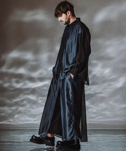 NO ID.（ノーアイディ）の「ms6485- ﾄﾞﾛｰｽﾄﾘﾝｸﾞｽﾚｲﾔｰﾄﾞSH シャツ(458006-458S)（シャツ/ブラウス・メンズ・ブラック/ブラック系その他/グレー・ONE SIZE）」の14枚目の写真