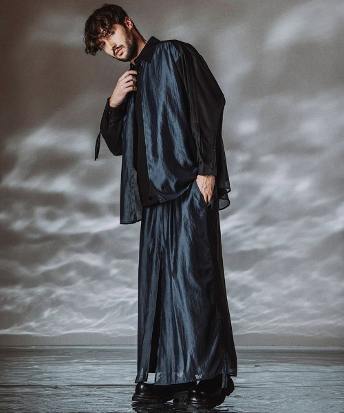 NO ID.（ノーアイディ）の「ms6485- ﾄﾞﾛｰｽﾄﾘﾝｸﾞｽﾚｲﾔｰﾄﾞSH シャツ(458006-458S)（シャツ/ブラウス・メンズ・ブラック/ブラック系その他/グレー・ONE SIZE）」の15枚目の写真