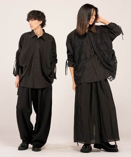 NO ID.（ノーアイディ）の「ms6485- ﾄﾞﾛｰｽﾄﾘﾝｸﾞｽﾚｲﾔｰﾄﾞSH シャツ(458006-458S)（シャツ/ブラウス・メンズ・ブラック/ブラック系その他/グレー・ONE SIZE）」の16枚目の写真