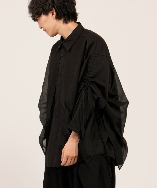 NO ID.（ノーアイディ）の「ms6485- ﾄﾞﾛｰｽﾄﾘﾝｸﾞｽﾚｲﾔｰﾄﾞSH シャツ(458006-458S)（シャツ/ブラウス・メンズ・ブラック/ブラック系その他/グレー・ONE SIZE）」の17枚目の写真