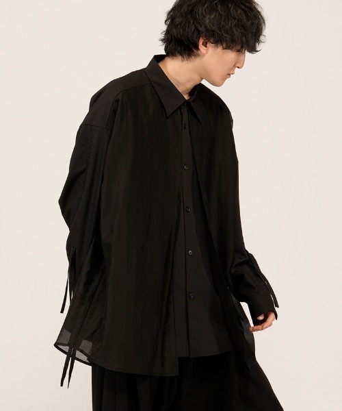 NO ID.（ノーアイディ）の「ms6485- ﾄﾞﾛｰｽﾄﾘﾝｸﾞｽﾚｲﾔｰﾄﾞSH シャツ(458006-458S)（シャツ/ブラウス・メンズ・ブラック/ブラック系その他/グレー・ONE SIZE）」の18枚目の写真