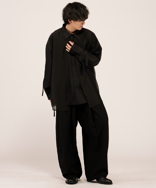 NO ID.（ノーアイディ）の「ms6485- ﾄﾞﾛｰｽﾄﾘﾝｸﾞｽﾚｲﾔｰﾄﾞSH シャツ(458006-458S)（シャツ/ブラウス・メンズ・ブラック/ブラック系その他/グレー・ONE SIZE）」の19枚目の写真