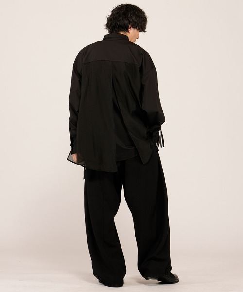 NO ID.（ノーアイディ）の「ms6485- ﾄﾞﾛｰｽﾄﾘﾝｸﾞｽﾚｲﾔｰﾄﾞSH シャツ(458006-458S)（シャツ/ブラウス・メンズ・ブラック/ブラック系その他/グレー・ONE SIZE）」の21枚目の写真