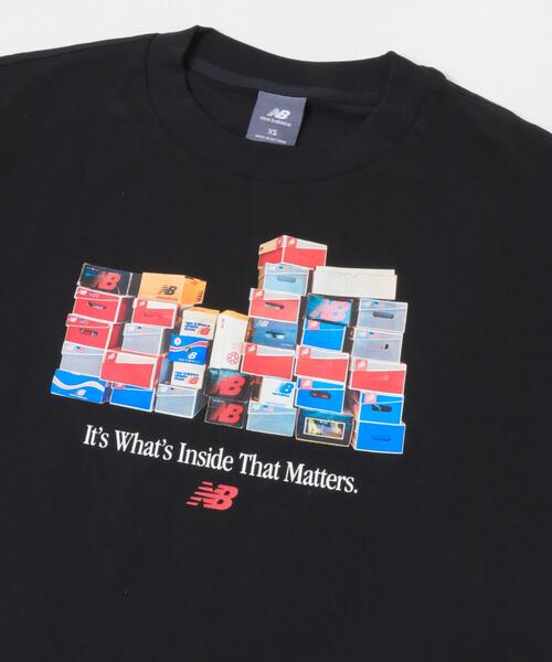 NEW BALANCE（ニューバランス）の「NEW BALANCE　ボックスTシャツ（Tシャツ/カットソー・レディース・ライトグレー/ブラック・SMALL）」の4枚目の写真
