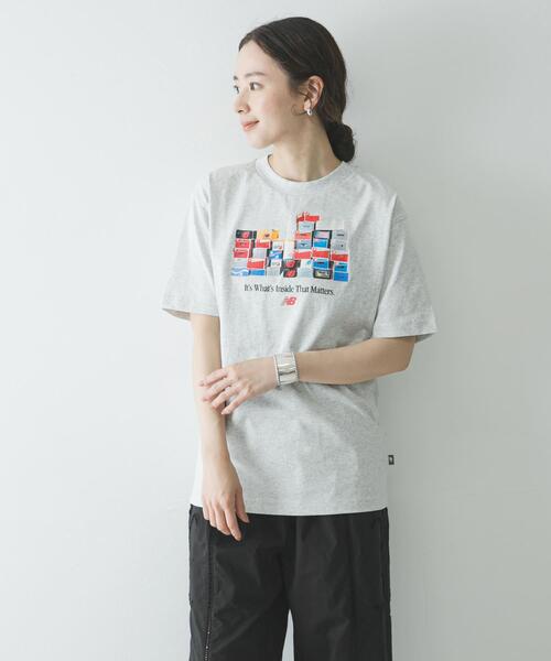 NEW BALANCE（ニューバランス）の「NEW BALANCE　ボックスTシャツ（Tシャツ/カットソー・レディース・ライトグレー/ブラック・SMALL）」の7枚目の写真
